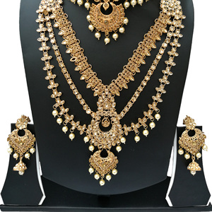 Indian Trendy Classic Choker Engagement Anniversary Wedding Party Necklace Earrings Headpiece <b>Set</b> Traditional <b>Crystal</b> Kundan - Product Image 4
