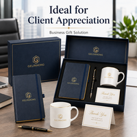 Coffret Cadeau d'Appréciation pour Clients d'Entreprise : Carnet A5, Stylo Métallique, Tasse en Céramique, Carte de Remerciement, Boîte Cadeau avec Emballage Personnalisé du Logo