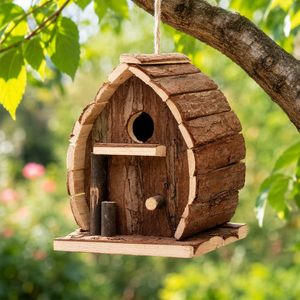 Handcrafted Wooden <b>Log</b> Birdhouse Hanging Outdoor Bird House Rustic Garden Decor Backyard Nesting <b>Box</b> Wholesale - Product Image 4
