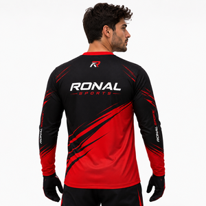 RONAL <b>Men's</b> <b>Long</b> <b>Sleeve</b> <b>Cycling</b> <b>Jersey</b> Full <b>Sleeve</b> Quick Dry Sport Shirt Red Black Sublimation Print Motorcycle Racing Wear - Product Image 4
