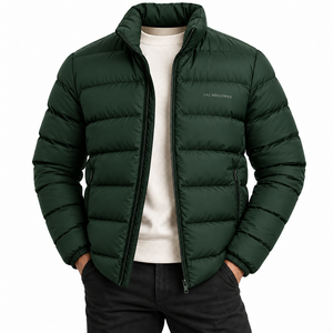 Blouson d'hiver pour homme, personnalisable, à capuche, léger, respirant, coupe-vent, streetwear, en polyester, avec logo brodé, rembourré en duvet - Product Image 5