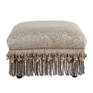 Fiona Argenté-Bleu Beige Paisley Jacquard Accent Repose-pieds Pouf - Product Image 3