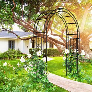 Arco da Giardino in Metallo Nero con Dimensioni L59 x L17.71 x H90.55, Supporto per Piante Rampicanti, Traliccio per Rose, Recinzione/Porta da Esterno - Product Image 3