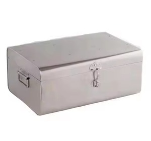 Ensemble Premium de 2 Coffres de Rangement en Métal Gris Ardoise Personnalisés avec Quincaillerie et Loquets Dorés Rose – Vente en Gros - Product Image 3
