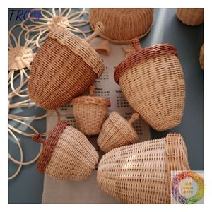 Woven Rattan Acorn Party <b>Favor</b> Handmade Natural Ornament for Wedding Reception Bridal Shower <b>Birthday</b> and Seasonal Events - Product Image 3
