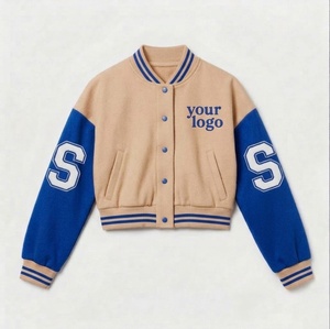 Chaqueta Varsity de Corte Regular para Mujer, con Diseño de Bolsillos, Método de Impresión Personalizado, Largo Corto, Mangas Regulares, con MOQ Bajo - Product Image 5