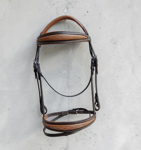 Kiran Overseas Ko-2030 Bridon en cuir pour cheval, marron clair et marron, avec sangle de nez, fronture et rembourrage de la tête avec surpiqûres - Product Image 5