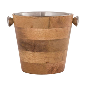 Cubo de Hielo de Madera de Acacia y Mango Hecho a Mano con Tapa, Enfriador de Vino de Acero Inoxidable de Doble Pared Aislado, Barril con Logotipo Personalizado - Product Image 3
