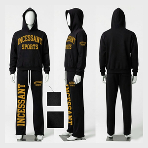 Conjunto Deportivo para Hombre, Sudadera con Capucha de Color Sólido, Corte Regular, Pantalones Deportivos, Ropa Deportiva, Logotipo Personalizado, 100% Algodón - Product Image 2