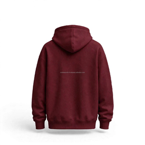 Men Solid Burgundy Color <b>Winter</b> <b>Fleece</b> Pullover Hoodie 80/20 Hooded Sweatshirt Long Sleeve Casual Wear Custom Logo Warm - Product Image 2