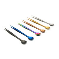Altomme Instruments 8 Inch Kleurrijke Chef Proeflepeltje 2-in-1 Roestvrij Staal Roestbestendig Vaatwasmachinebestendig Keuken BBQ