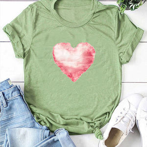 Camiseta Rosa de Poliéster Sólido con Logotipo de Encaje, Cuello Redondo, Manga Corta, para Mujer, Talla Grande, Ropa para Parejas - Product Image 6