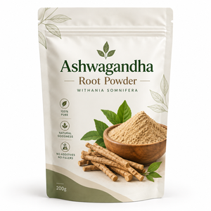 Proveedor al por mayor de polvo de Ashwagandha 200g, polvo de Ashwagandha 100% natural para batidos y bebidas herbales saludables de la India - Product Image 1