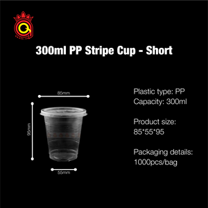 QUANG QUAN marque Vietnam prêt à l'expédition jetable simple paroi PP plastique rayé 95mm diamètre tasses transparentes 16/20/24oz café - Product Image 6