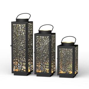 Iron <b>Lantern</b> <b>Set</b> With Forest Tree Design Portable Candle Holder For Home Decoration Christmas Garden hanging <b>Lanterns</b> Latest - Product Image 1