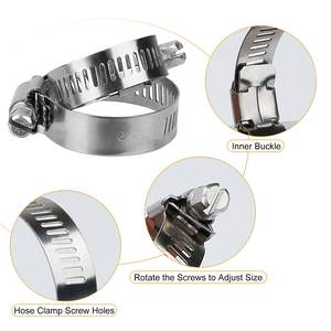 Juego de 60 Abrazaderas de Tubo Ajustables de Acero Inoxidable con Engranaje de Gusano para Mecánica Automotriz y Plomería, Surtido de Abrazaderas para Mangueras - Product Image 4