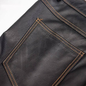 Pantalones de Motocicleta de Cuero Premium SALVA LEATHER, Impermeables, para Invierno, con Forro de Satén, Corte Casual, 4 Bolsillos, Cordón Ajustable, Color Negro - Product Image 2