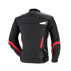 Chaqueta de Motociclista para Hombre, Negra y Roja, de Malla, con Cuello Alto, Cierre de Cremallera, Corte Ajustado, Transpirable, Estilo Biker, para Verano - Product Image 2