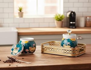 Ensemble de pots et plateaux en métal Pichwai faits à la main et écologiques pour mariage, Diwali, décoration intérieure indienne, cadeau - Product Image 2