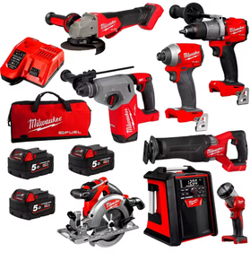 Precio con descuento en el kit combinado inalámbrico Milwaukee M18FPP8B2-503B de 18V y 5.0Ah Li-ion FUEL de 8 piezas - Product Image 1