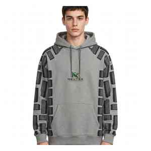 Sweat à capuche unisexe NEXTEX Brick Block en molleton de coton doux gris anthracite, chaud et décontracté - Product Image 1