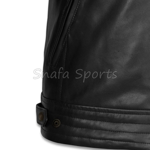 Chaqueta de cuero para mujer, negra, con tachuelas, corte ajustado, con múltiples cremalleras, estilo OEM, para marcas privadas, chaquetas de cuero para damas - Product Image 3