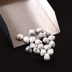 Cabochon en howlite blanche naturelle de qualité supérieure, forme poire, 4x3 mm, poli et lisse, pierre précieuse non montée pour bague, pendentif, boucles d'oreilles, collier - Product Image 3