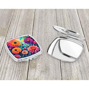 Colorful Dahlias Compact Travel Makeup <b>Mirror</b> Folding <b>Handheld</b> Pocket Decorative <b>Mirror</b> for Women and Girls Gift - Product Image 3