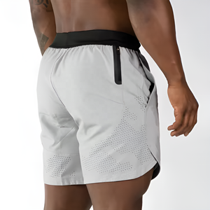 Shorts de jogging pour hommes personnalisés OEM de haute qualité, en tissu toile, avec cordon de serrage, pour l'été, vêtements de sport, logo uni, vente en gros - Product Image 2