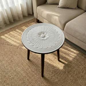 <b>Wooden</b> Round Coffee <b>Table</b>, Easy-to-Assemble Home Decor <b>Bedside</b> <b>Table</b>, Nightstand Coffee End <b>Table</b> for Living Room (Brown <b>White</b>) - Product Image 2
