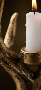 Porte-bougie sculptural en métal doré, design bois de cerf, centre de table rustique pour la maison et la décoration de mariage - Product Image 4