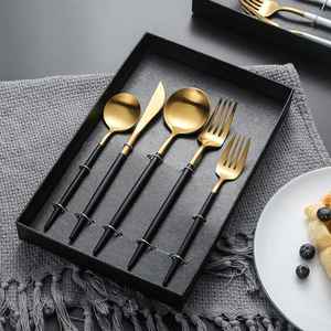Durable Sustainable Stainless Steel Cutlery Set Fork Spoon Knife Premium Kitchen Tableware Elegant <b>Flatware</b> Wood Handle Home - Product Image 4