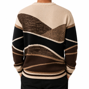 Pull en tricot jacquard pour homme avec logo personnalisé |   Pull à col rond à manches longues pour l'hiver |   Pull en coton tricoté très vendu - Product Image 4
