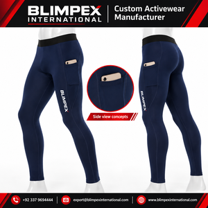 Leggings de Entrenamiento Personalizados para Hombre con Bolsillo Lateral para Teléfono, Leggings de Gimnasio de Longitud Completa, Marca Privada OEM, Directo de Fábrica, Blimpex INT - Product Image 5