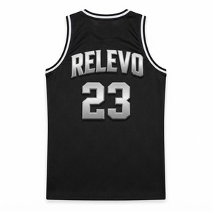 Camiseta de Baloncesto Relevo 23 Negra de Malla para Hombre, Sin Mangas, Transpirable, de Poliéster, Personalizable para Equipos, para Todas las Temporadas - Product Image 5