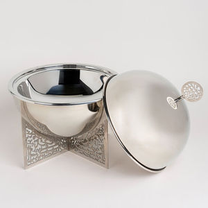 Stainless Steel Spherical Chafing Dish Casserole Arabic Calligraphy Stand Round <b>Roll</b> Top Dome Food Warmer Buffet Serving Hot Pot - Product Image 4