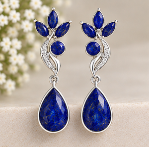 Pendientes de Lapislázuli, Joyería Colgante de Plata Esterlina, Pendientes de Piedra Azul, Regalo Especial - Product Image 1