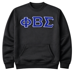 Pull à col rond en chenille noir Phi Beta Sigma, vêtement de fraternité grecque avec design chenille classique, confort et style premium - Product Image 4