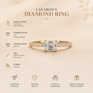 Anillo de Diamante Cultivado en Laboratorio con Corte Esmeralda, Oro de 10K, Joyería Fina de Lujo para Mujer, Claridad VVS VS, Regalo de Compromiso, Boda - Product Image 5