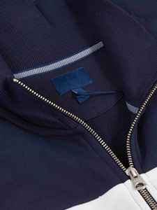 Sweat-shirt à fermeture éclair bleu marine pour homme, design rayé, coupe classique, tricoté, manches longues, col montant, style automne - Product Image 6