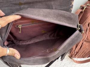 Bolso de Mano con Flecos de Cuero Vacuno Auténtico, Bolso Bandolera con Piedra Turquesa, Estilo Bohemio Gitano Vintage, Hecho a Mano, Nuevo Diseño, Multiusos, Elegante - Product Image 6