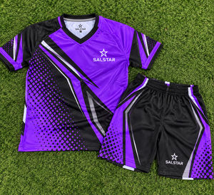 Ensemble de maillots de sport pour hommes, violet et noir, col en V, manches courtes, dernier design, sublimation, uniforme de rugby, tenue d'équipe, logos de club - Product Image 6