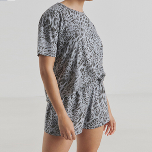 Ensemble décontracté deux pièces pour femme, été, 100 % coton respirant, écoresponsable, taille élastique, chemises à manches courtes, nouvelle collection - Product Image 1