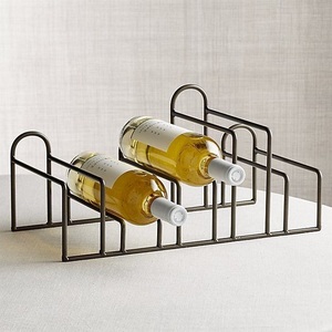 Freestanding Black Metal Wine <b>Holder</b> with Integrated <b>Glass</b> Hangers Curled Feet and Central Bottle Support for <b>Bar</b> Decor - Product Image 5