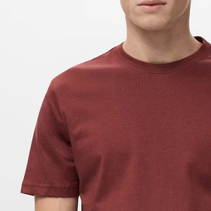 Camiseta de cuello redondo para hombre, estilo vintage, color marrón óxido, con logo minimalista, estilo casual urbano, tacto de algodón suave, corte clásico regular, manga corta. - Product Image 5