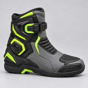 Botas Cortas para Motocicleta, Zapatos de Cuero Resistentes para Motociclismo con Paneles Reforzados, Suela Duradera y Ajuste Cómodo - Product Image 2