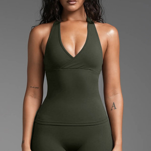 <b>Seamless</b> Yoga Set <b>Women</b> Sportswear 3 Piece Solid Mint Green Crop Top Mid Elastic Waist <b>Leggings</b> Full Length Spandex/Nylon Quick - Product Image 4