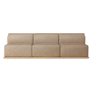 Modern Contemporary Outdoor Sofa Solid Teak Wood Frame Woven Motif <b>Backrest</b> Minimalist Resort Lounge Couch Patio Furniture - Product Image 1
