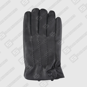 Guantes de cuero negro para hombre, guantes de invierno de piel de oveja suave, guantes clásicos cálidos y elegantes - Product Image 4