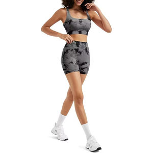 Ensemble de sport sexy pour femme, deux pièces, haut à capuche et short de cycliste pour le yoga et l'entraînement, tenue 2 pièces - Product Image 2